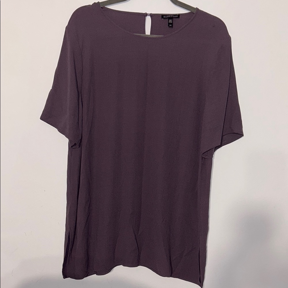 Eileen Fisher Rich Purple Short Sleeve Top